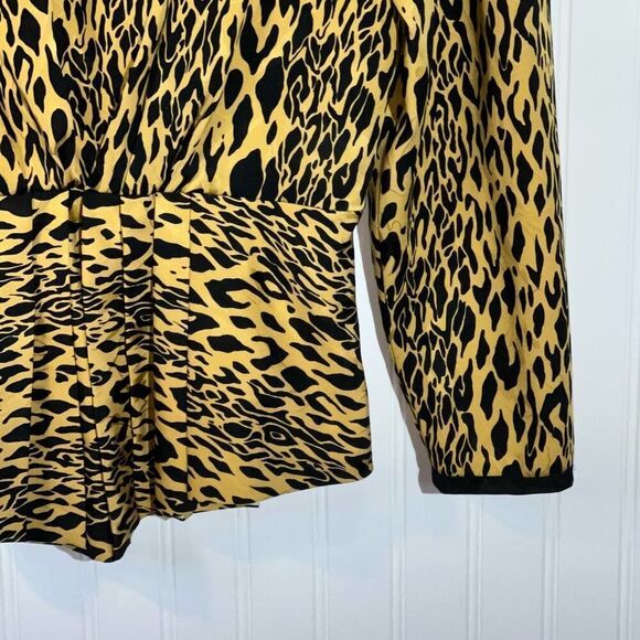 Vintage Jaymee Pape’ll  Wrap Top Womens 12 Black Brown Hi Low Pleated Retro 90’s - Picture 10 of 11